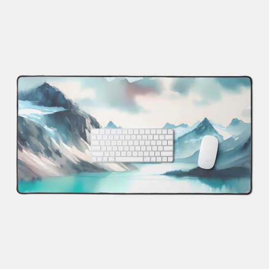 Waterverf Prachtige turquoise gletsjermeren Bureaumat (Keyboard & Muis)