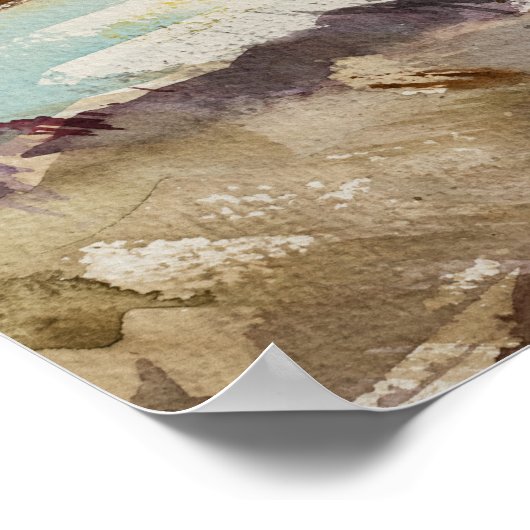 Waterverf prairie landschap. Oekraïense kunst Poster (Hoek)