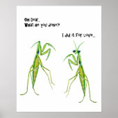 Waterverf Praying Mantis Funny Joke Poster (Voorkant)