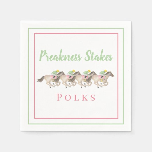 Waterverf Preakness Stakes Party Paardenrennen Servet (Voorkant)