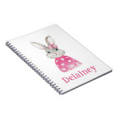 Waterverf Preppy Bunny gepersonaliseerd Notitieboek (Rechterzijde)