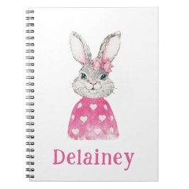 Waterverf Preppy Bunny gepersonaliseerd Notitieboek
