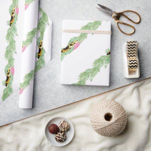 Waterverf Preppy Luipaard Slinger Kerstmis Cadeaupapier (Crafts)