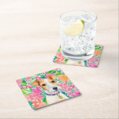 Waterverf Preppy Palm Beach Fox Terrier Dog Kartonnen Onderzetters (Insitu)