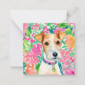 Waterverf Preppy Palm Beach Fox Terrier Hondencade Notitiekaartje (Voorkant)
