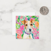 Waterverf Preppy Palm Beach Fox Terrier Hondencade Notitiekaartje (Voorkant / Achterkant in situ)