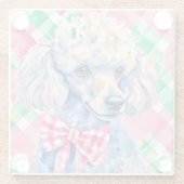 Waterverf Preppy Palm Beach Gingham Poodle Dog Glazen Onderzetter (Achterkant)