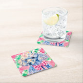 Waterverf Preppy Palm Beach Gingham Poodle Dog Kartonnen Onderzetters (Insitu)