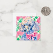 Waterverf Preppy Palm Beach Gingham Poodle Dog Notitiekaartje (Voorkant / Achterkant in situ)