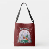 Waterverf pretkerst, auto met cadeaus crossbody tas (Achterkant)