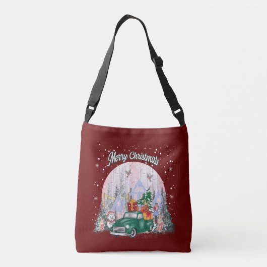 Waterverf pretkerst, auto met cadeaus crossbody tas (Achterkant)