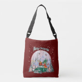 Waterverf pretkerst, auto met cadeaus crossbody tas (Voorkant)