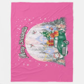 Waterverf pretkerst, auto met cadeaus fleece deken (Voorkant)