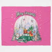 Waterverf pretkerst, auto met cadeaus fleece deken (Voorkant (Horizontaal))