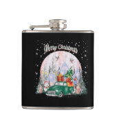 Waterverf pretkerst, auto met cadeaus heupfles (Voorkant)