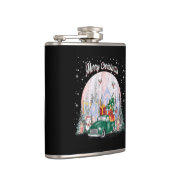 Waterverf pretkerst, auto met cadeaus heupfles (Rechts)