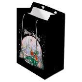 Waterverf pretkerst, auto met cadeaus medium cadeauzakje (Voorkant Gekanteld)