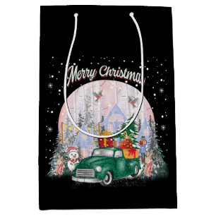 Waterverf pretkerst, auto met cadeaus medium cadeauzakje