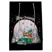Waterverf pretkerst, auto met cadeaus medium cadeauzakje (Achterkant)