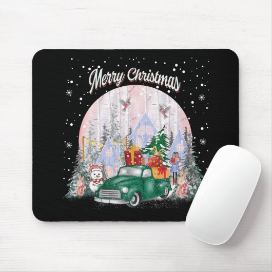 Waterverf pretkerst, auto met cadeaus muismat (Met muis)