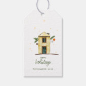 Waterverf Prettig feest Huis Cadeaulabel (Voorkant)
