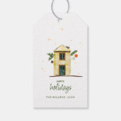 Waterverf Prettig feest Huis Cadeaulabel (Achterkant)