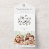 Waterverf Prettig Kerst Script Botanisch All In One Uitnodiging (Binnen)