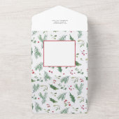 Waterverf Prettig Kerst Script Botanisch All In One Uitnodiging (Buitenkant)
