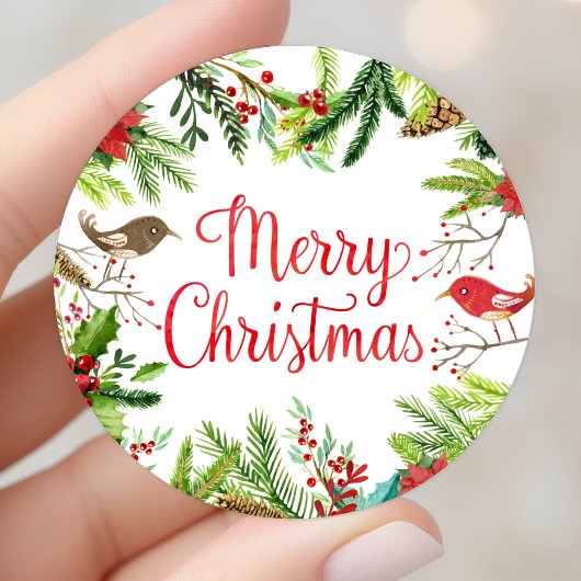 Waterverf Prettig kerstfeest Ronde Sticker