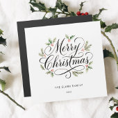 Waterverf Prettig Kerstmis Script Botanisch
