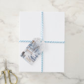 Waterverf Prettige feestdagen Blue Winter Park Sce Cadeaulabel (Met Touw)