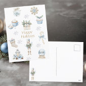 Waterverf Prettige feestdagen Briefkaart Winter Bl
