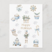 Waterverf Prettige feestdagen Briefkaart Winter Bl (Voorkant)