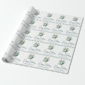 Waterverf Prettige feestdagen Green Christmas Orna Cadeaupapier (Uitgerold)