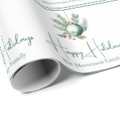 Waterverf Prettige feestdagen Green Christmas Orna Cadeaupapier (Rol Hoek)