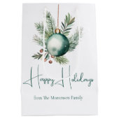 Waterverf Prettige feestdagen Green Christmas Orna Medium Cadeauzakje (Achterkant)
