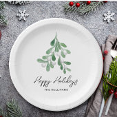 Waterverf Prettige feestdagen Greenery Papieren Bordje