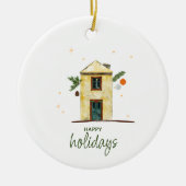 Waterverf Prettige feestdagen Keramisch Ornament (Voorkant)