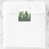 Waterverf Prettige feestdagen Pijnbomen Bedrijf Vierkante Sticker (Tas)