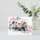 Waterverf Prettige feestdagen Pink Poinsettia (Staand voorkant)