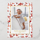 Waterverf Prettige feestdagen Rode Winterbes (Voorkant)