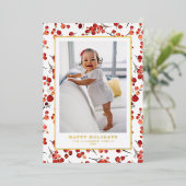 Waterverf Prettige feestdagen Rode Winterbes (Staand Voorkant)