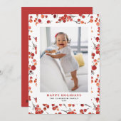 Waterverf Prettige feestdagen Rode Winterbes Feestdagenkaart (Voorkant / Achterkant)