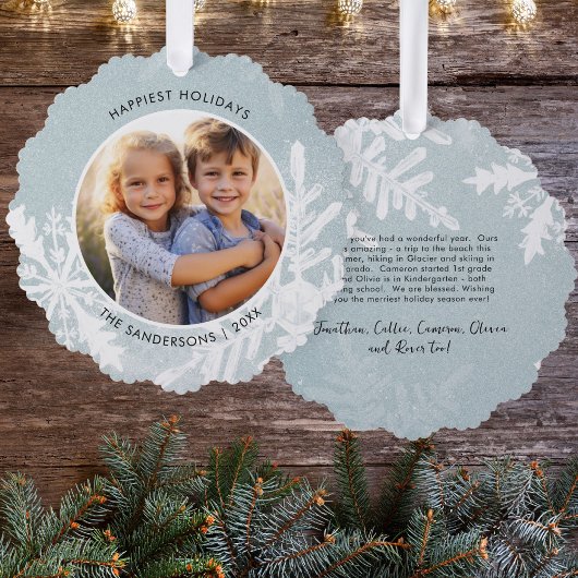 Waterverf Prettige feestdagen Sneeuwvlokken Ornament Kaart