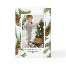 Waterverf Prettige feestdagen Sneeuwwitje Pinecone