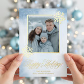 Waterverf Prettige feestdagen Snowflake Blue Foto