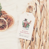 Waterverf Prettige feestdagen Snowman Cadeaulabel