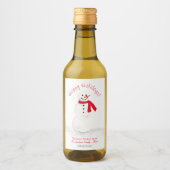 Waterverf Prettige feestdagen Snowman Wijn Etiket (Voorkant)