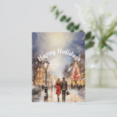 Waterverf Prettige feestdagen Winter Scène Briefkaart (Staand voorkant)