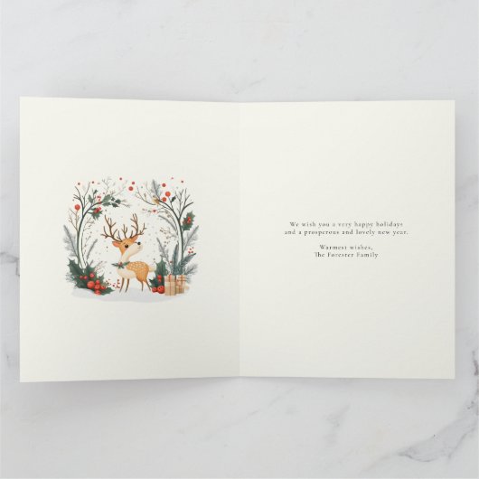 Waterverf Prettige feestdagen Winter Woodland Kaart (Binnen)